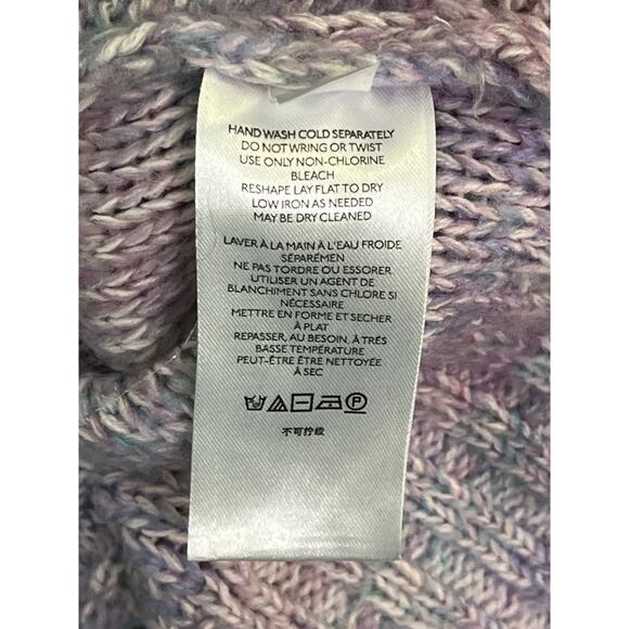 Maeve Anthropologie Multicolor Cable Knit Sweater Large Pastel Purple Pink - Picture 4 of 10